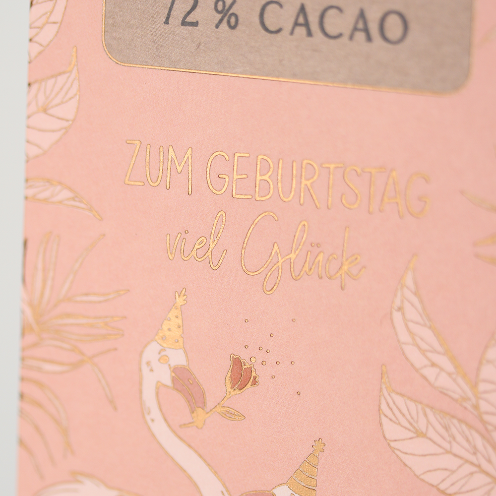 Bio-Schokolade FB 70g Zum Geburtstag viel Glück Goldbraun-Veredelung BIO-Produkt, DE-ÖKO-013