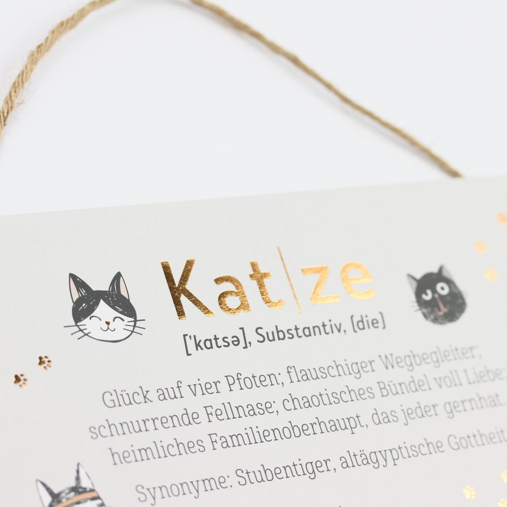 Cardboard VintageArt Katze Goldveredelung 