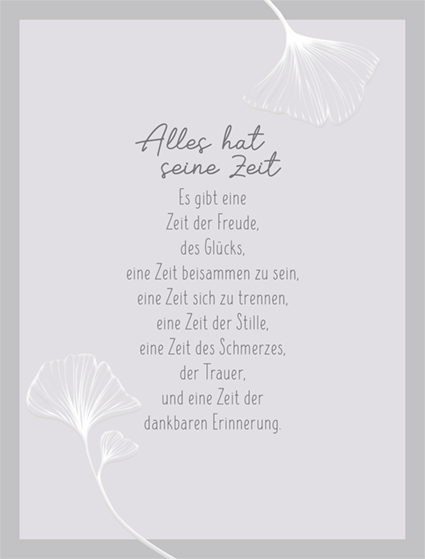 Alles hat seine Zeit