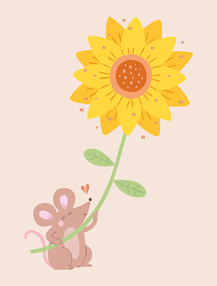 Maus mit Blume