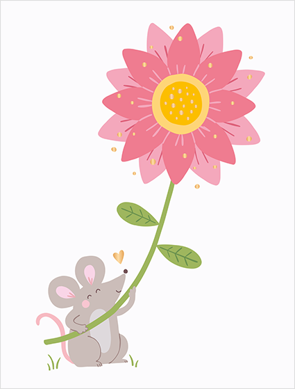 Maus mit Blume