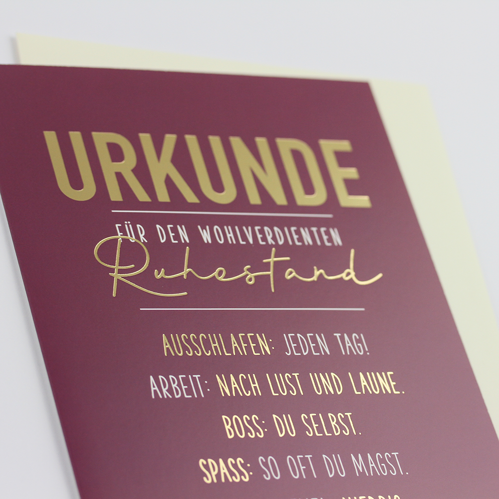 Urkunde Ruhestand