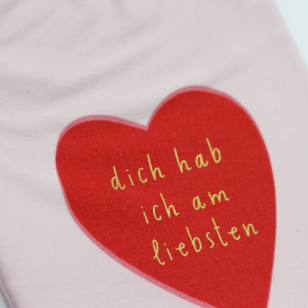 Stoff-Geschenkbeutel Schreibkram Manufaktur dich hab ich am liebsten