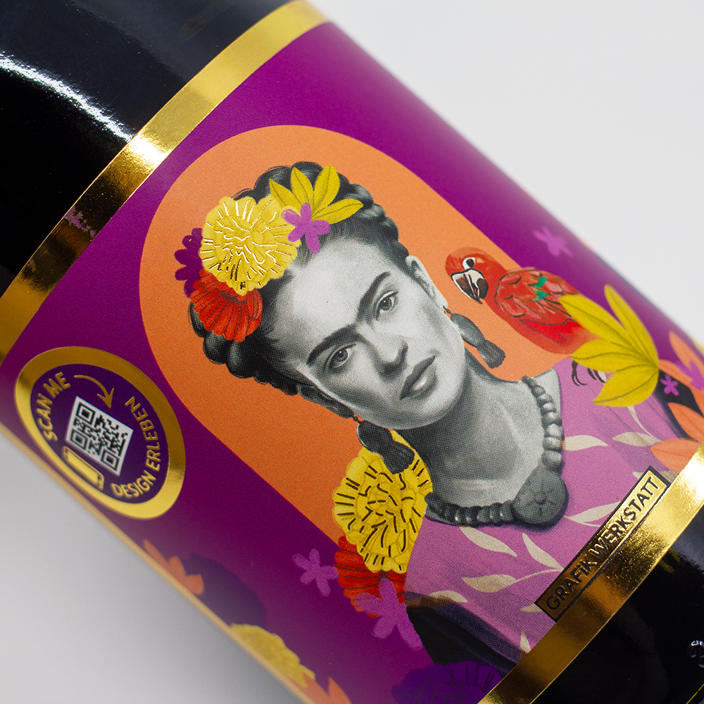 Weinflasche Rotwein 0,75l Genuss & Design Frida Kahlo
