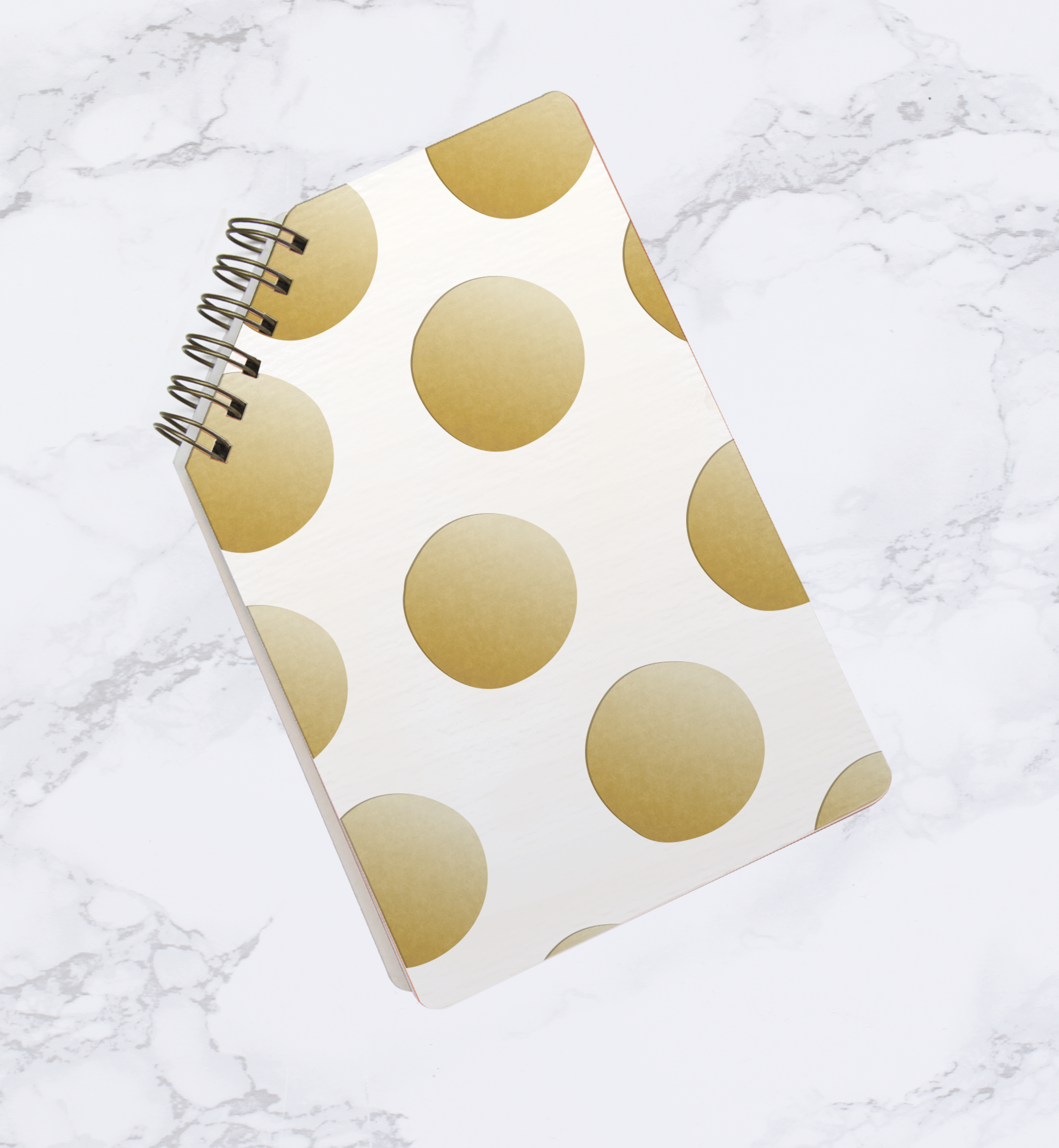 Spiralblock mit 45 Grad Spiralbindung Schreibkram Manufaktur Punkte gold