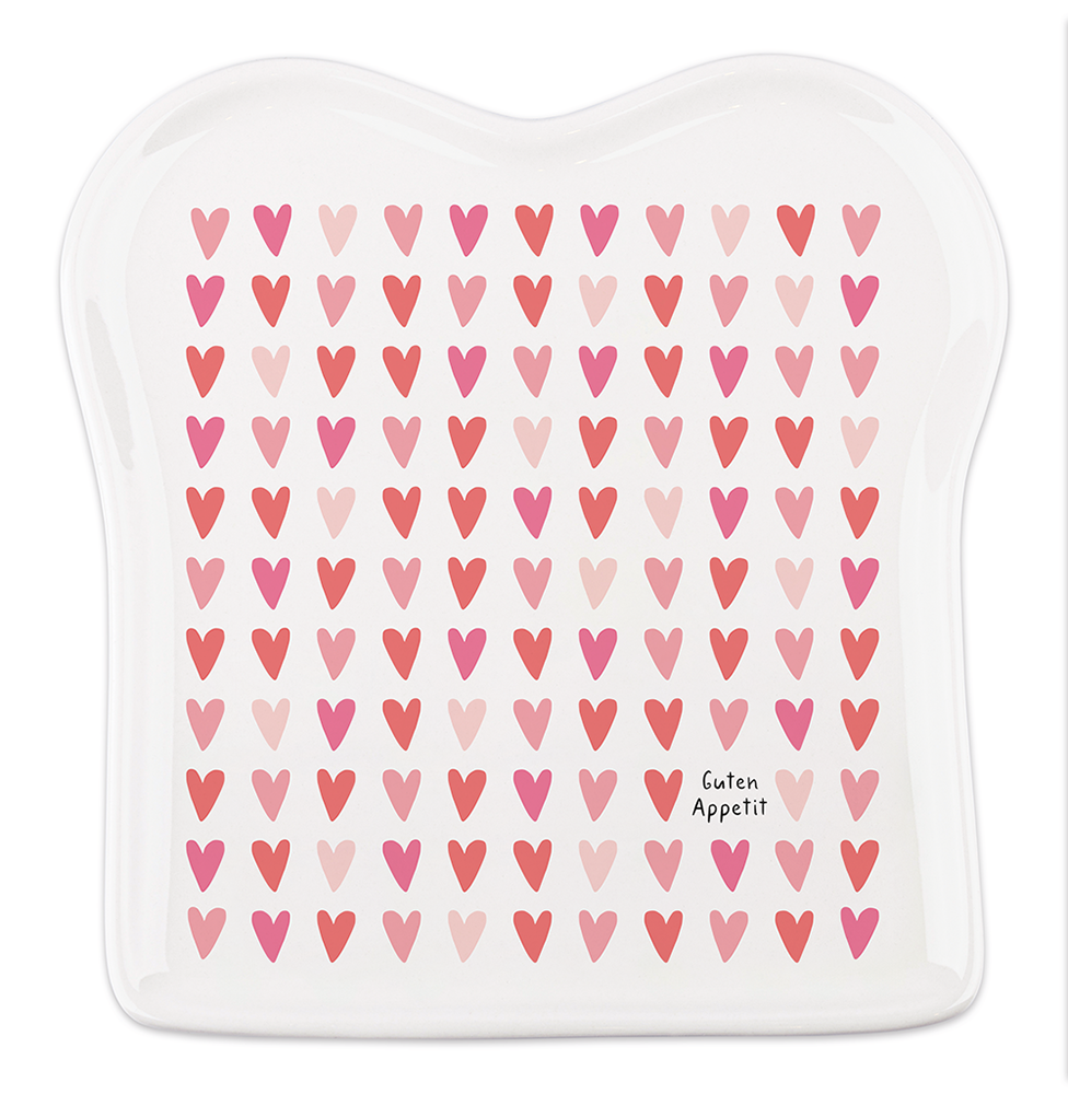 Piatto Per Toast In Porcellana "Lieblingsmensch" | Forma Fetta Di Pane | 14,5x15,5 Cm | Idea Regalo Divertente