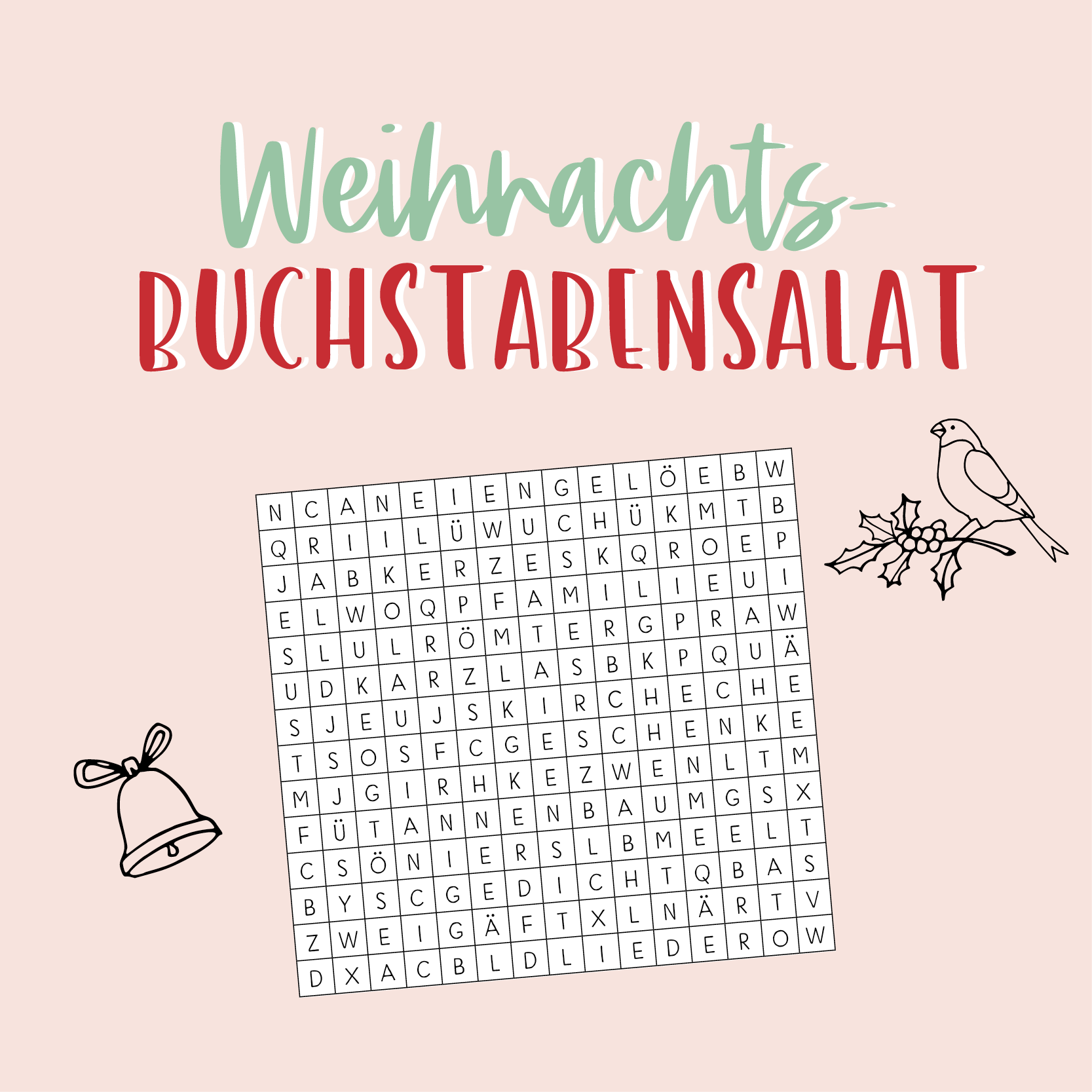 Buchstabensalat Weihnachten Grafik Werkstatt